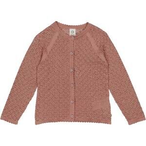 NEW MÜSLI girl's knit scallop cardigan in pink/ brown